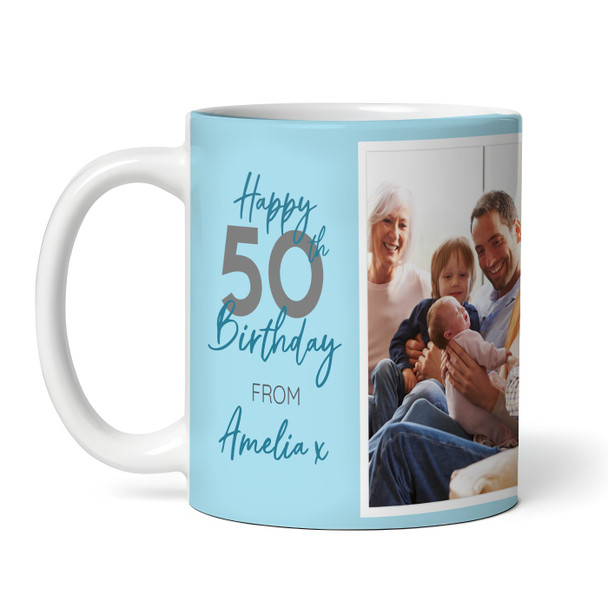 50 & Fabulous 50th Birthday Gift Blue Photo Tea Coffee Cup Personalised Mug