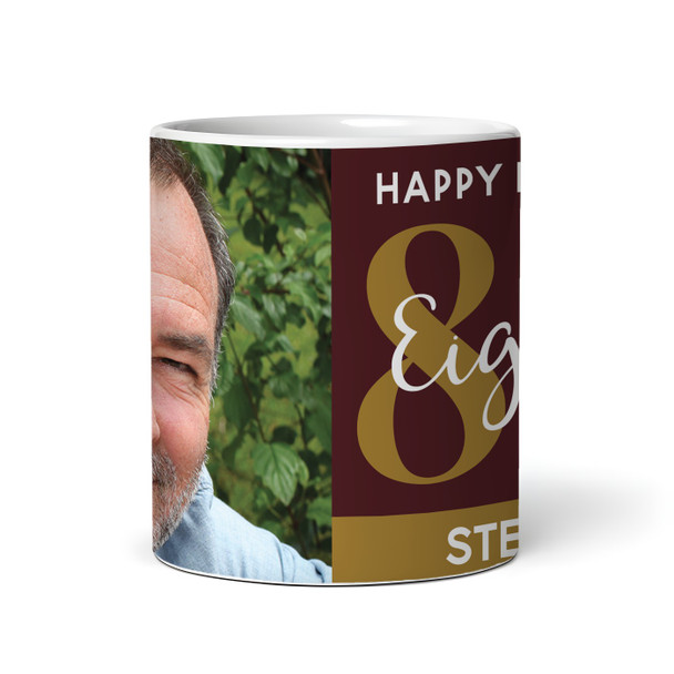80th Birthday Gift Deep Red Gold Photo Tea Coffee Cup Personalised Mug