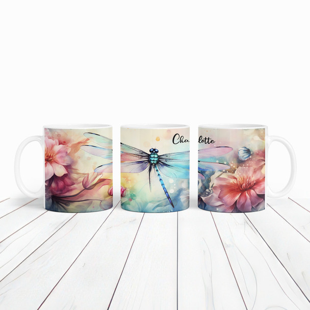 Stunning Pink Floral Dragonfly Name Tea Coffee Cup Custom Gift Personalised Mug