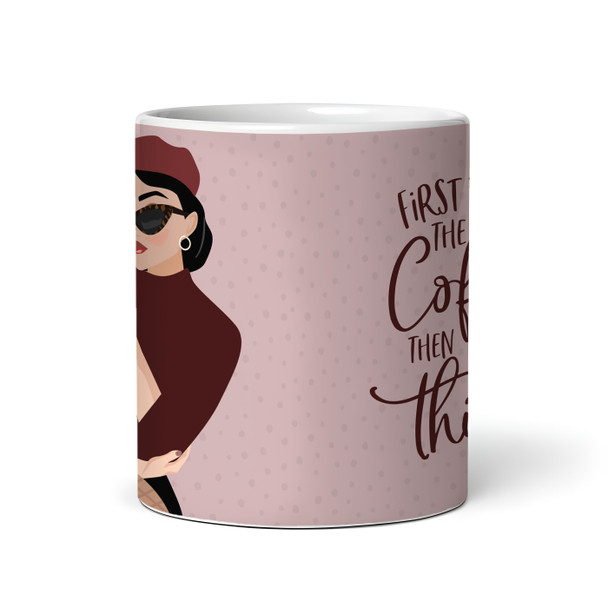 Pink First I Drink The Coffee Women Sunglasses Tea Coffee Cup Personalised Mug Pink First I Drink The Coffee Women Sunglasses Tea Coffee Cup Personalised Mug