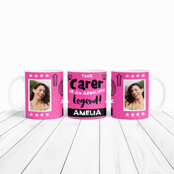 Gift For Carer Legend Photo Pink Tea Coffee Cup Personalised Mug
