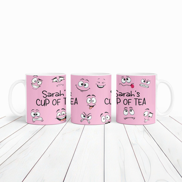 Pink Cup Of Tea Funny Faces Tea Coffee Cup Custom Gift Personalised Mug