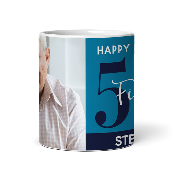 50th Birthday Photo Gift Blue Tea Coffee Cup Personalised Mug