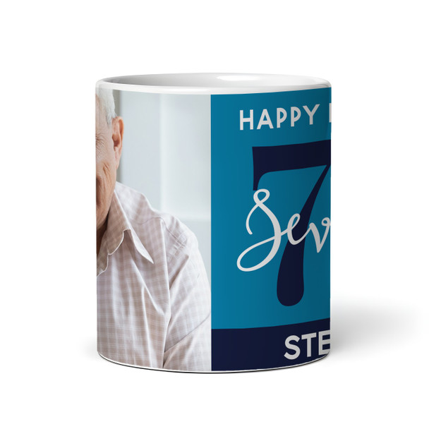 70th Birthday Photo Gift Blue Tea Coffee Cup Personalised Mug