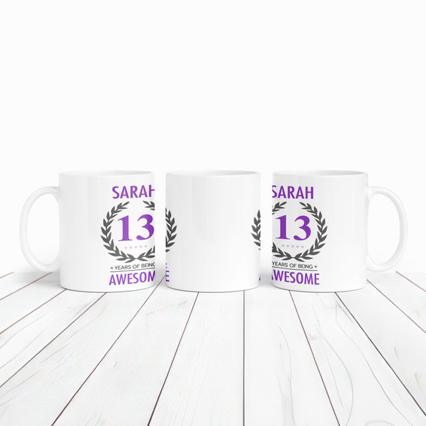 Present For Teenage Girl 13th Birthday Gift 13 Awesome Purple Personalised Mug