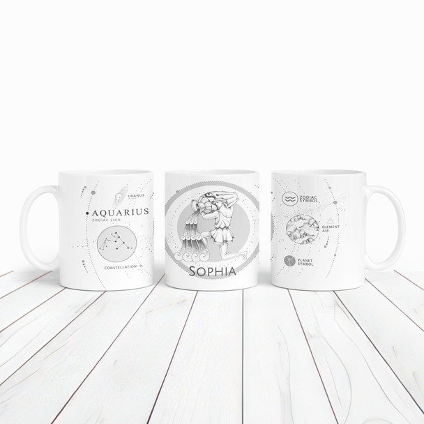Aquarius Zodiac Sign Birthday Gift Tea Coffee Cup Personalised Mug
