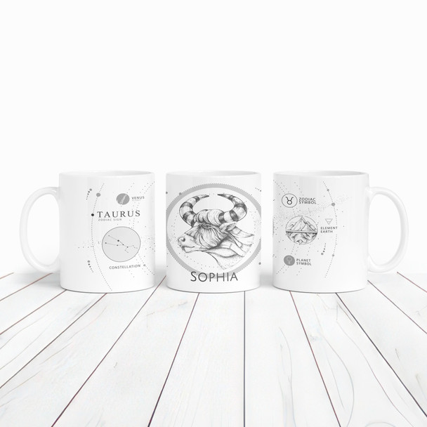 Taurus Zodiac Sign Birthday Gift Tea Coffee Cup Personalised Mug
