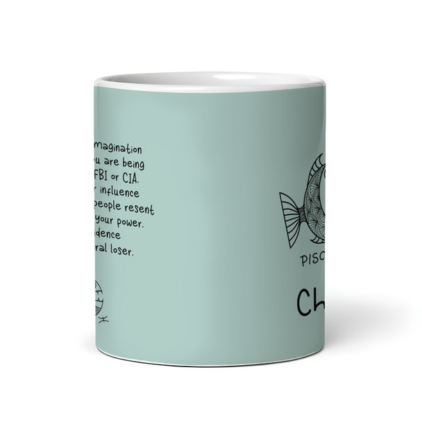 Pisces Funny Zodiac Sign Description Birthday Gift Green Personalised Mug