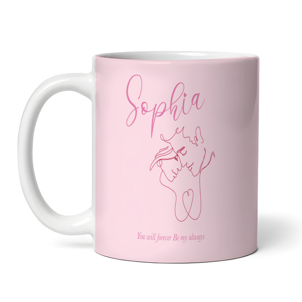 Pink Love Line Art Gift for Husband Wife Boyfriend Girlfriend Personalised Mug