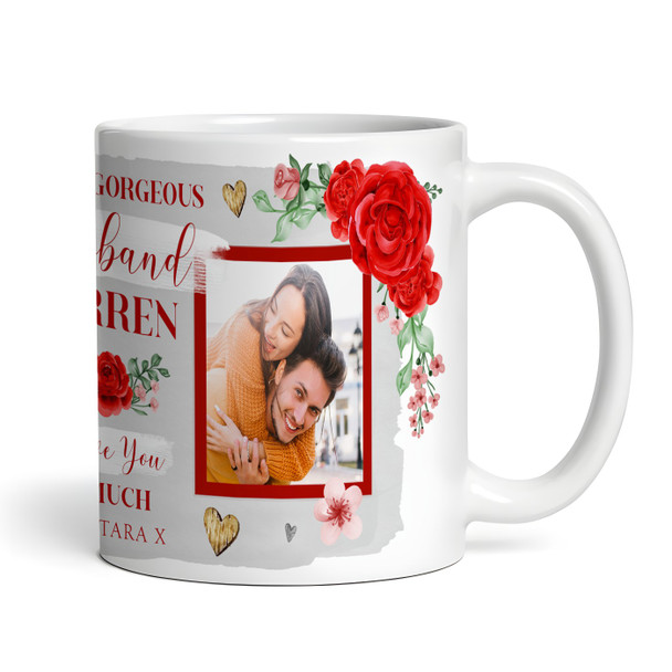 Gift For Husband Photo Flowers I Love You So Valentine's Day Personalised Mug