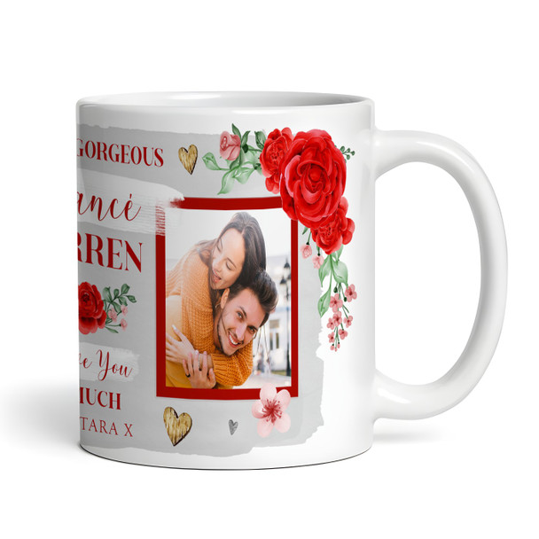 Gift For Fiancé Photo Flowers I Love You So Valentine's Day Personalised Mug
