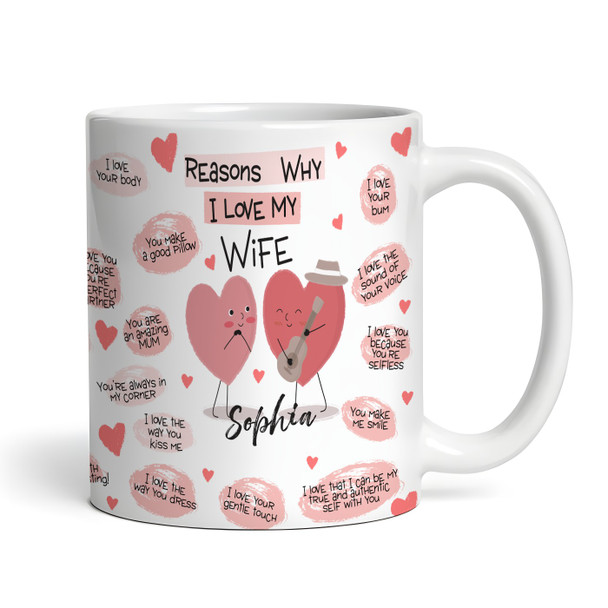 Gift For Wife Reasons Why I Love You Hearts Valentine's Day Personalised Mug