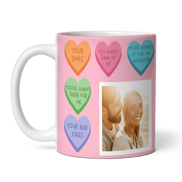 Sweet Heart Things I Love About You Photo Romantic Gift Personalised Mug