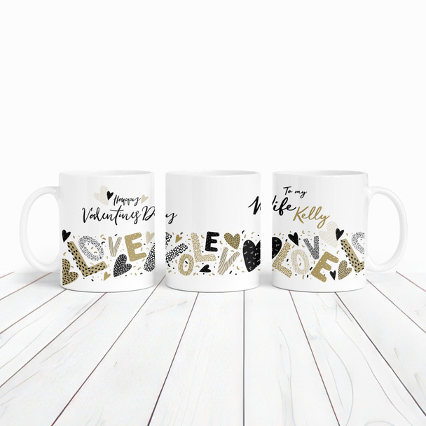 Love Gold And Black Romantic Gift Valentine's Day Gift Personalised Mug