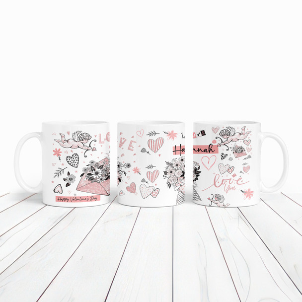 Floral Love Cupid Romantic Gift Valentine's Day Gift Personalised Mug