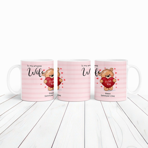 Wife Gift Pink Teddy Bear Heart Valentine's Day Gift Personalised Mug