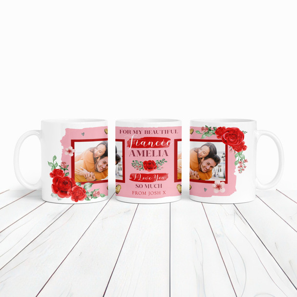 Gift For Fiancée Photo Flowers I Love You So Much Personalised Mug