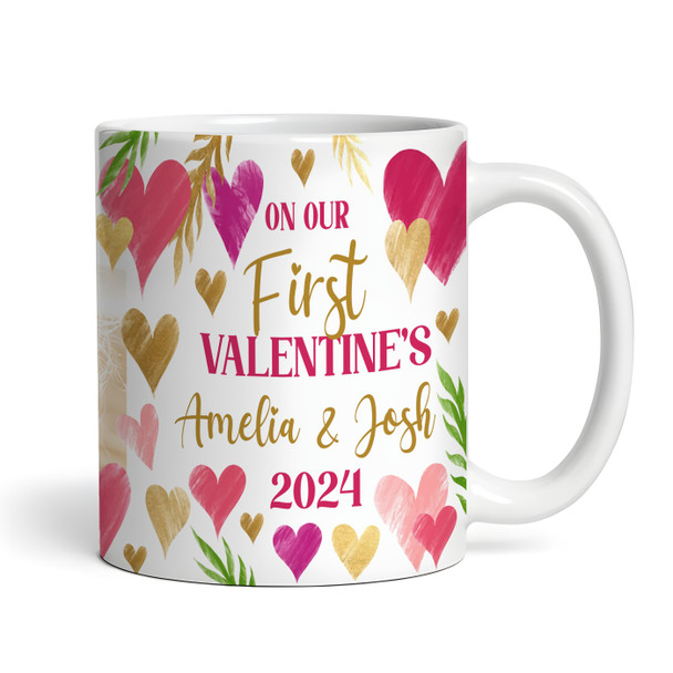 Our First Valentine's Day Gift Gift Hearts Photo Personalised Mug