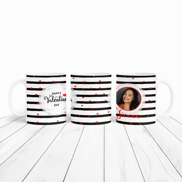 Valentine's Day Gift Photo Gift Stripes Hearts Personalised Mug