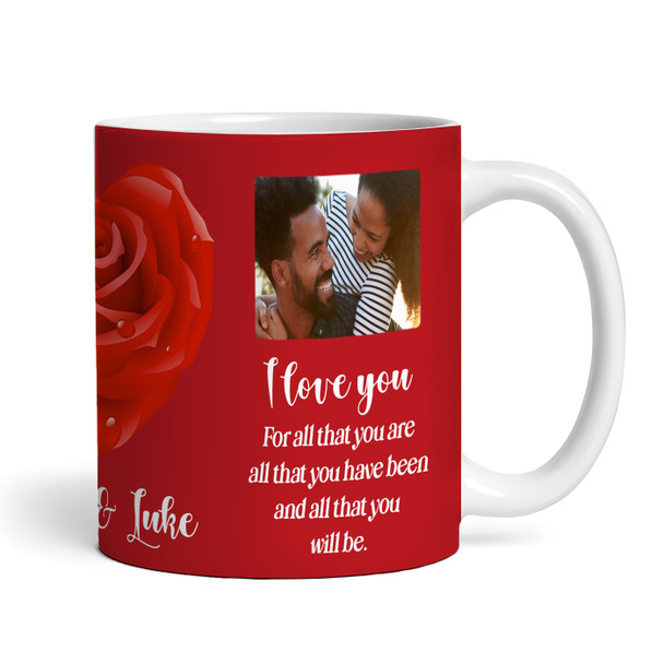 Valentine's Gift Heart Rose I Love You Photo Personalised Mug