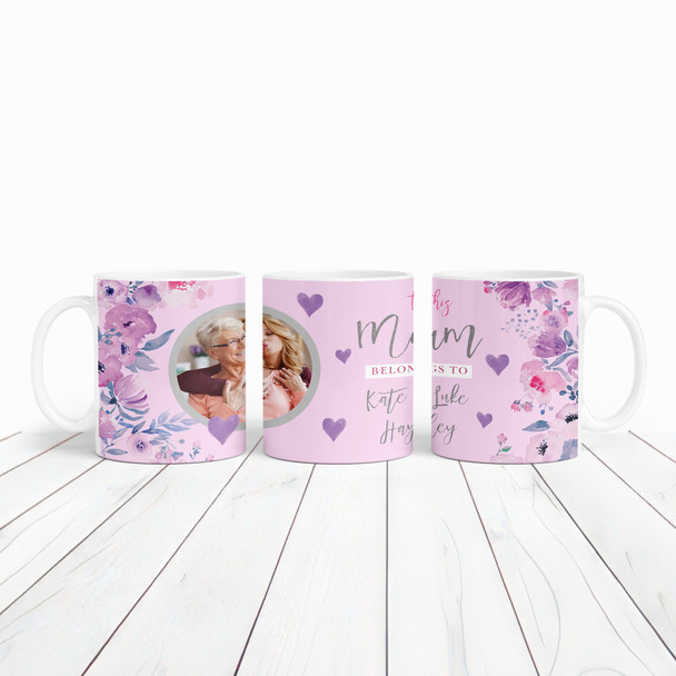 This Mum Belongs Birthday Mother's Day Gift Photo Purple Flower Personalised Mug