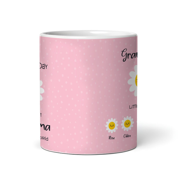 Mother's Day Gift Pink Background Grandma's Little Flowers Personalised Mug