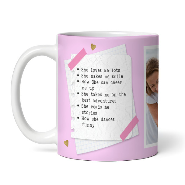 Favourite Things About Mum Mother's Day Birthday Gift Photo Personalised Mug