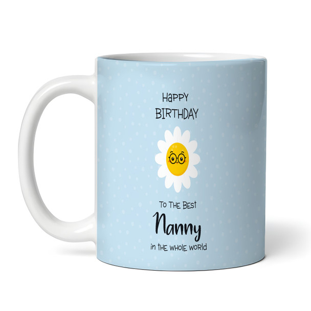 Birthday Gift Blue Background Nanny's Little Flowers Personalised Mug