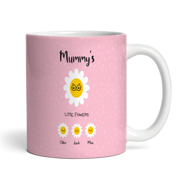 Birthday Gift Pink Background Mummy's Little Flowers Personalised Mug