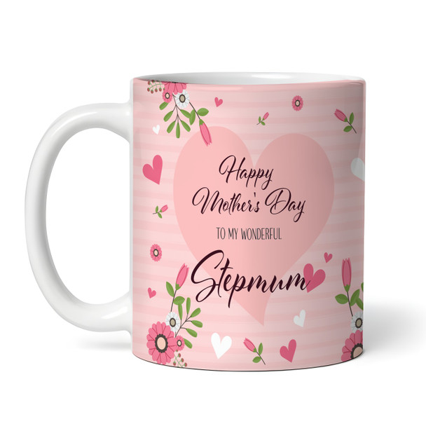 Pink Floral Circle Photo Mother's Day Gift For Stepmum Personalised Mug