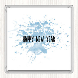 Blue White New Year Inspirational Quote Coaster