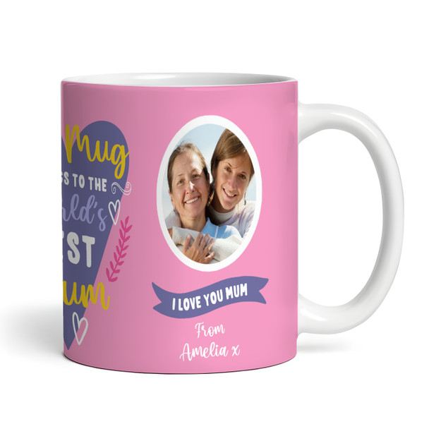 Worlds Best Mum Mother's Day Birthday Gift Heart Photo Personalised Mug