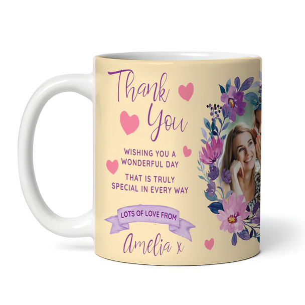 Mum Birthday Gift Photo Yellow Flower Thank You Personalised Mug