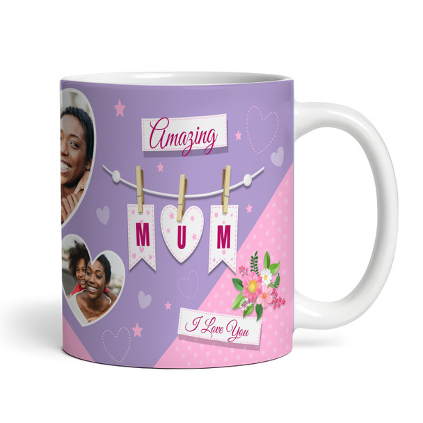 Floral Photo Hearts Mum Mother's Day Gift Personalised Mug