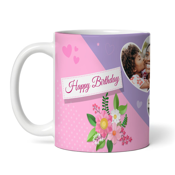 Floral Photo Hearts Mum Birthday Gift Personalised Mug