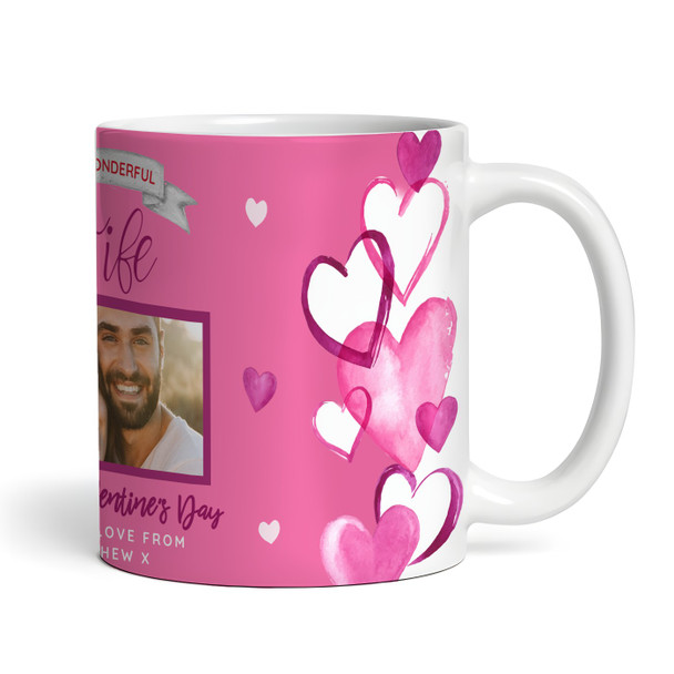 Wife Pink Heart Photo Valentine's Day Gift Personalised Mug