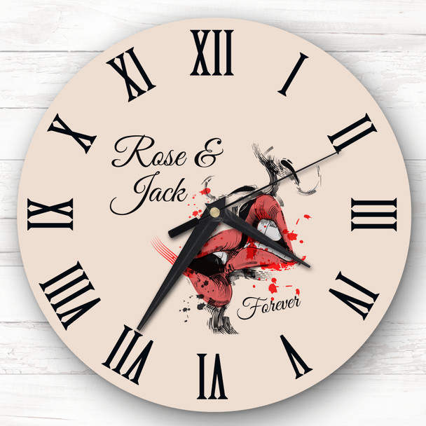 Lips Kissing Sexy Couple Romantic Birthday Valentine's Gift Personalised Clock