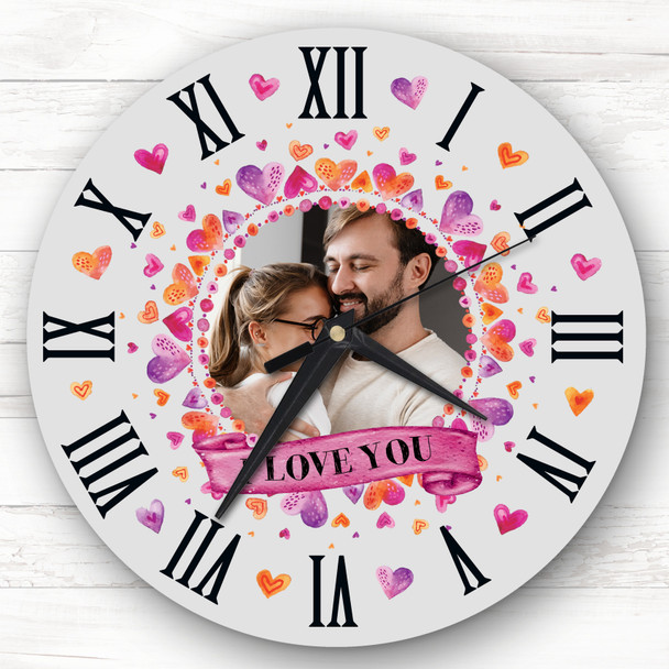 I Love You Grey Romantic Valentine's Day Gift Anniversary Personalised Clock