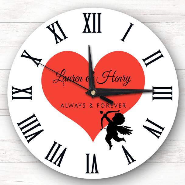 Silhouette Cupid Love Anniversary Or Valentine's Day Gift Personalised Clock Silhouette Cupid Love Anniversary Or Valentine's Day Gift Personalised Clock