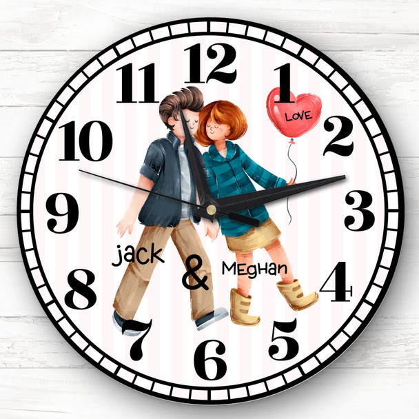Cute Couple Balloon Romantic Birthday Or Valentine's Gift Personalised Clock