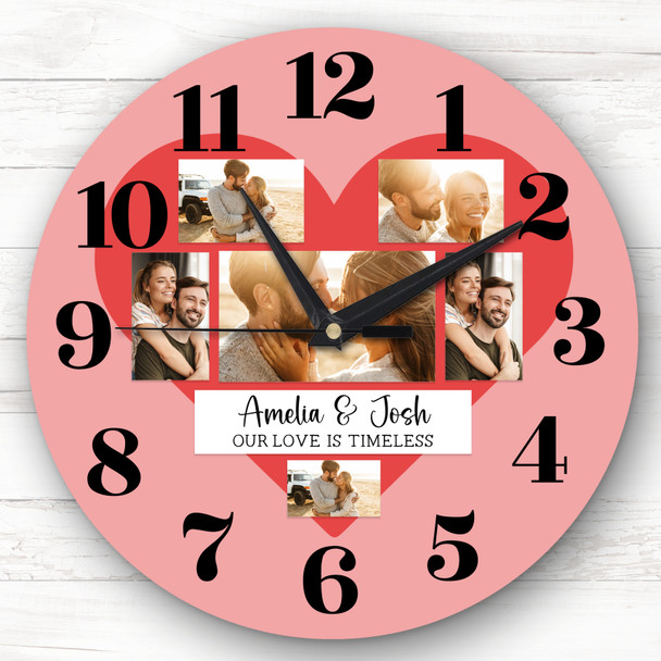 Love Is Timeless Photos Valentine's Day Gift Anniversary Personalised Clock