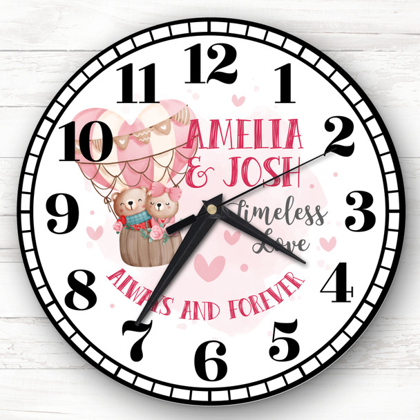 Hot Air Balloon Love Photo Valentine's Day Anniversary Personalised Clock