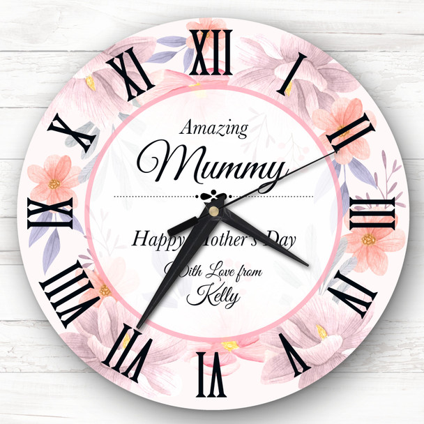 Amazing Mummy Floral Mother's Day Gift Personalised Clock