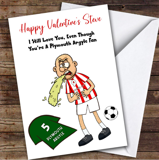 Exeter Vomiting On Plymouth Funny Plymouth Football Fan Valentine's Card