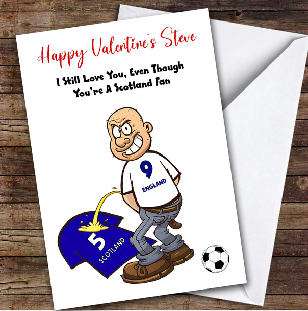 England Weeing On Scotland Funny Scotland Football Fan Valentine's Card