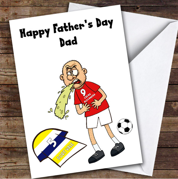 Crewe Vomiting On Vale Funny Vale Football Fan Personalised Father's Day Card