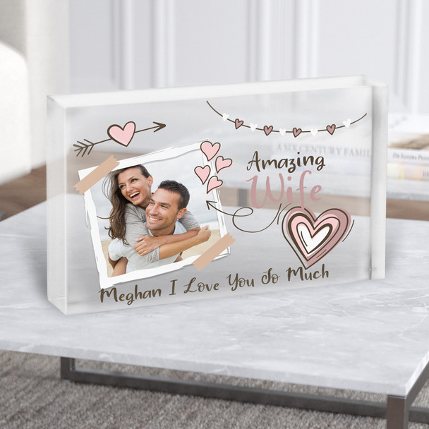 Amazing Wife Gift Photo Frame Personalised Clear Acrylic Block