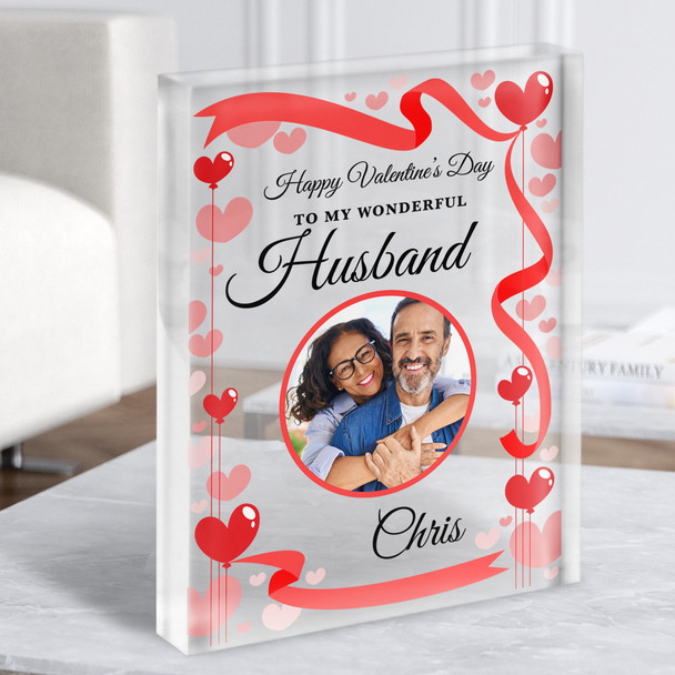 Valentine's Gift For Husband Hearts Circle Photo Custom Clear Acrylic Block