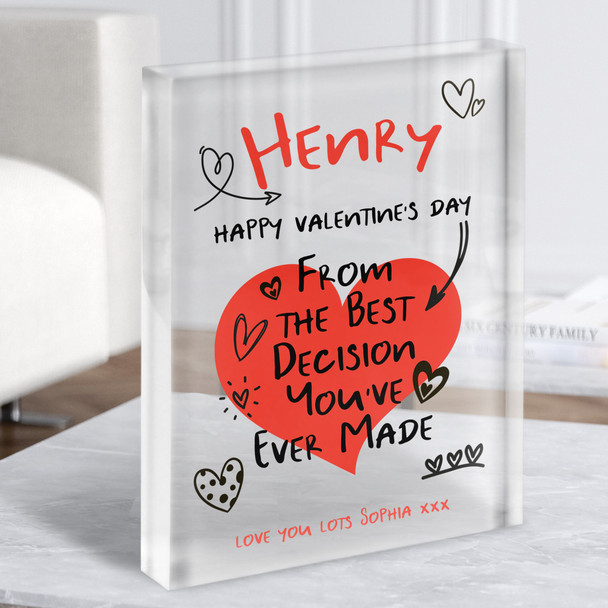 Funny Love Note Valentines Gift Personalised Clear Acrylic Block