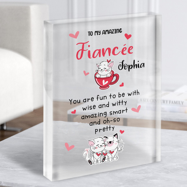 Amazing Fiancée Gift Cute Kittens Personalised Clear Acrylic Block